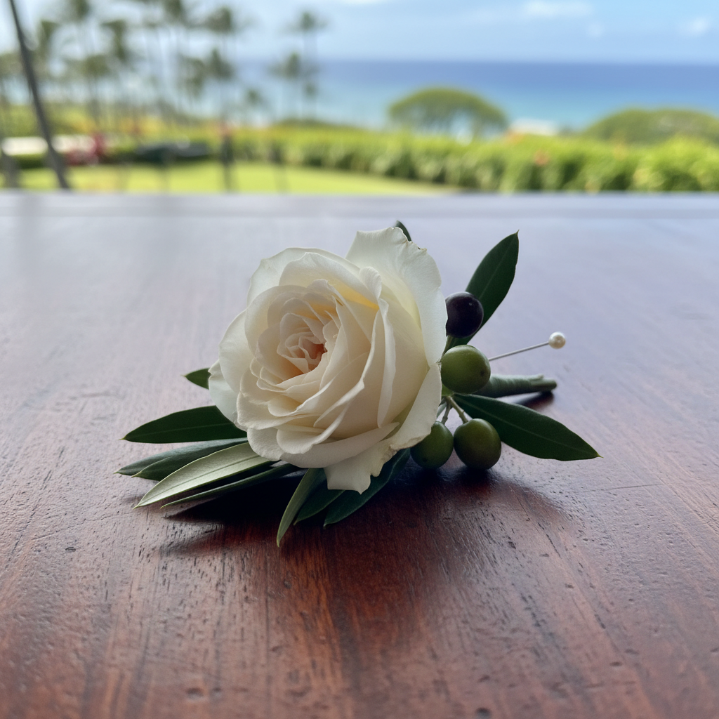 White rose boutonniere